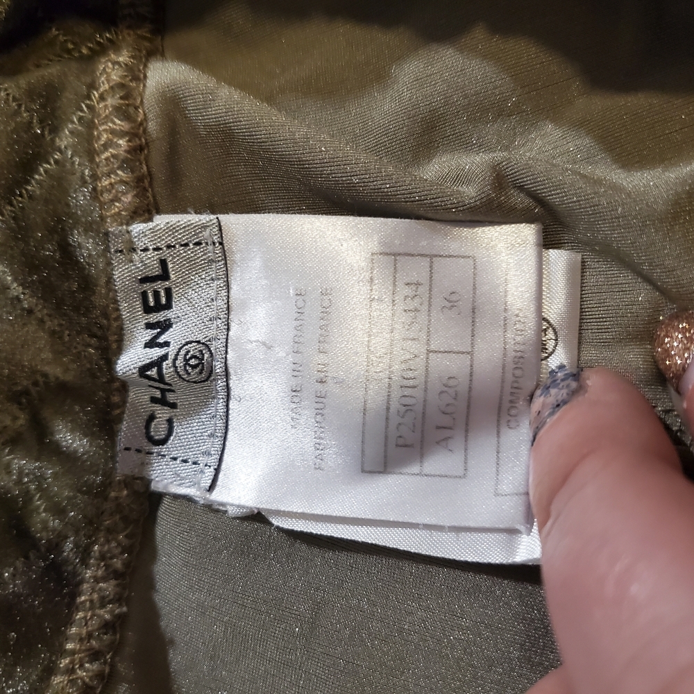 Vintage CHANEL Olive Green Velour Soft and Comfortable Pants Small - Picture 3 of 12